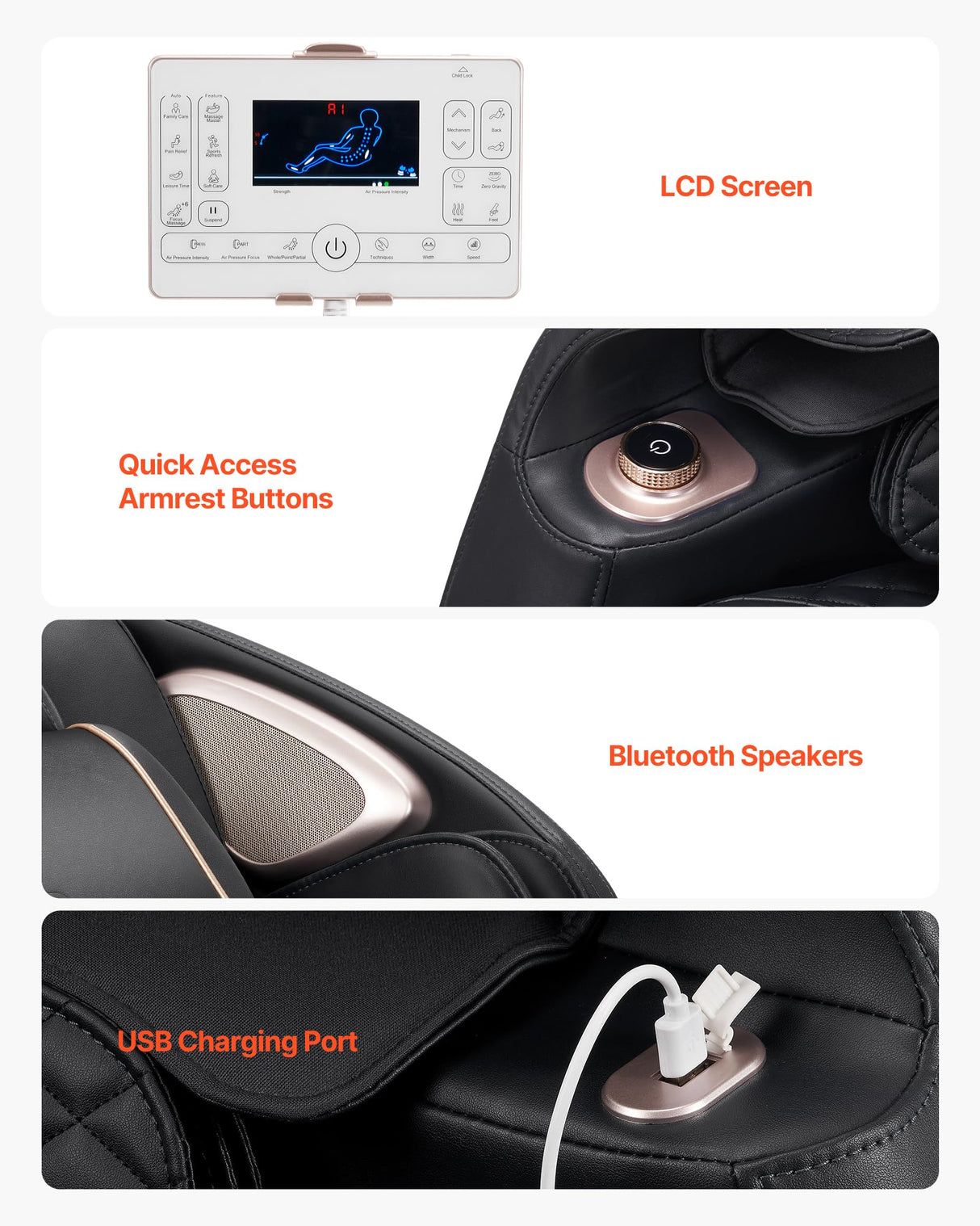 VEVOR Full Body Massage Chair, 3D Zero Gravity Recliner with SL Track, 18 Auto Modes, Heat, Foot Rollers, Armrest Control, LCD Display, 36 Airbags, Retractable Footrest VEVOR