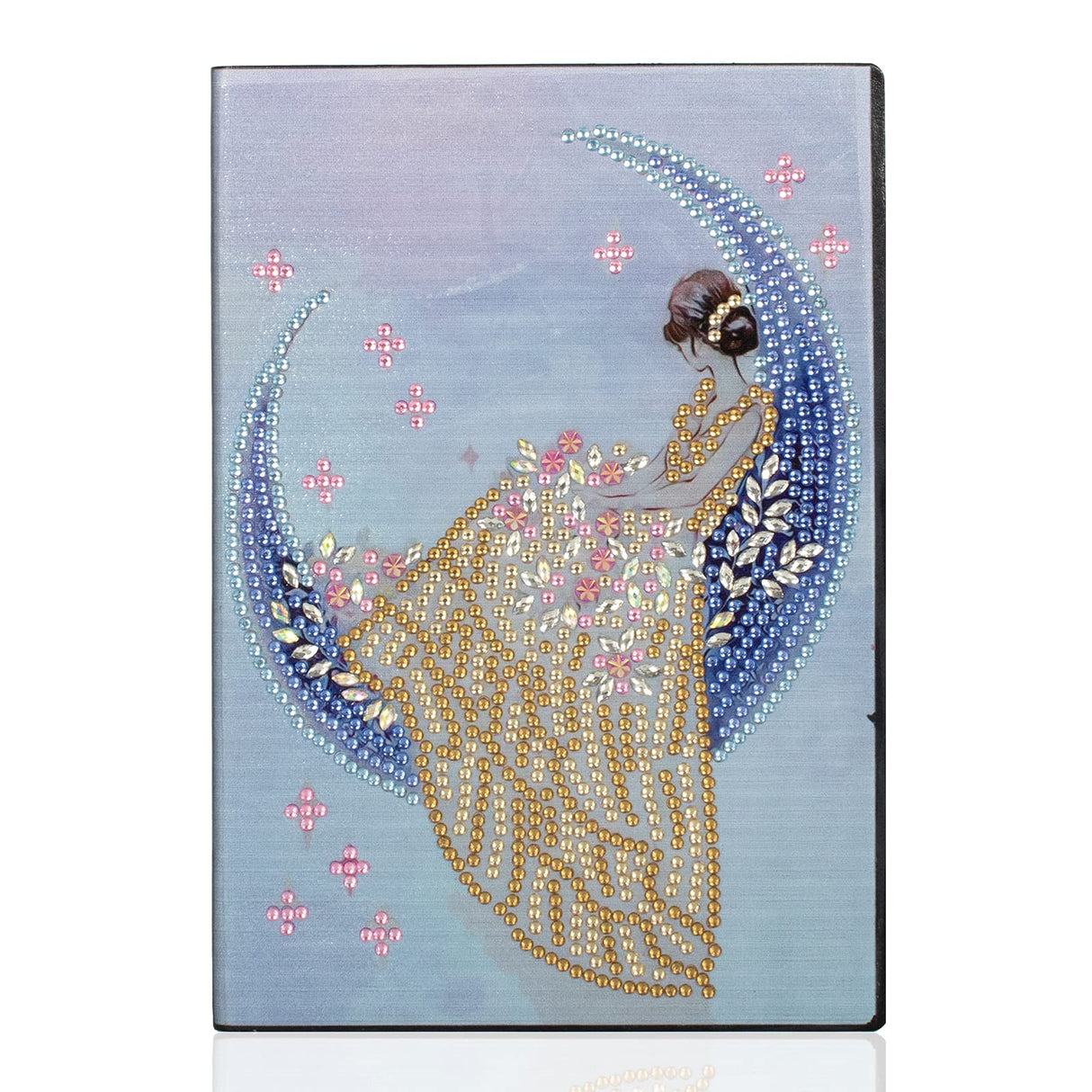 DIY 5D Diamond Art Painting Notebook Kits Moon Fairy Girl Princess Leather Cover Special Shaped Journal Sketchbook Crystal Diamond Art Hardcover Dairy Book Birthday Gift 8.26x5.9IN Generic