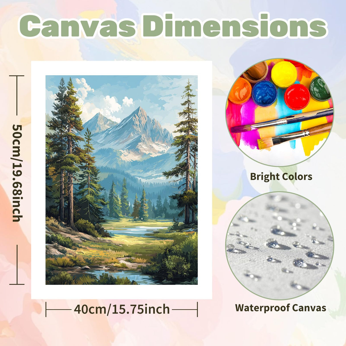 Ceiomez Paint by Numbers Landscape, Mountain Paint by Numbers Kit for Adults, Landscape Paint by Numbers for Adults on Canvas for Home Decor Gift Art Work 16x20in Ceiomez