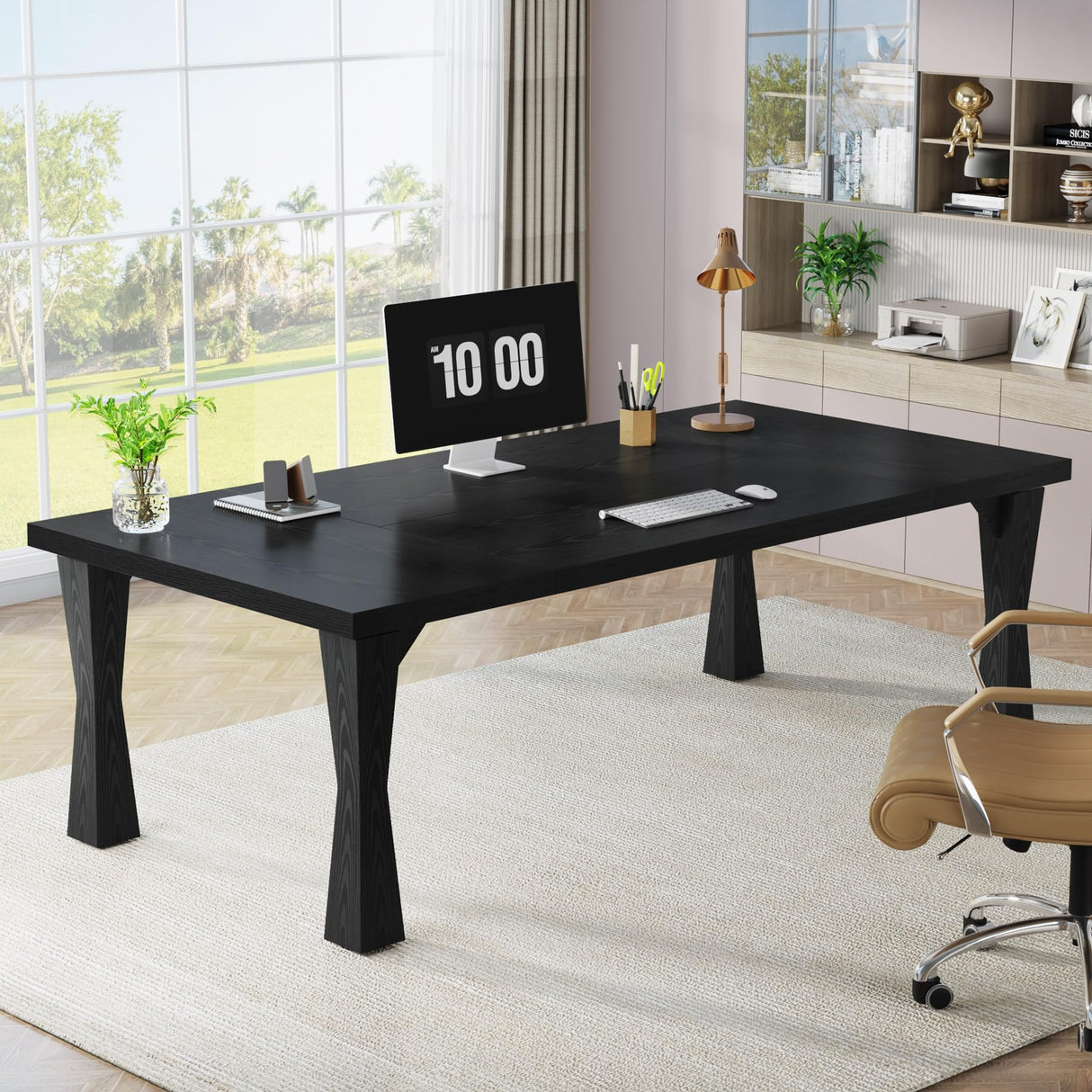 Tribesigns Executive Desk, 71" W x 35" D Large Office Desk, Modern Computer Desk Conference Table Meeting Room Table, Business Furniture for Home Office, Black Tribesigns