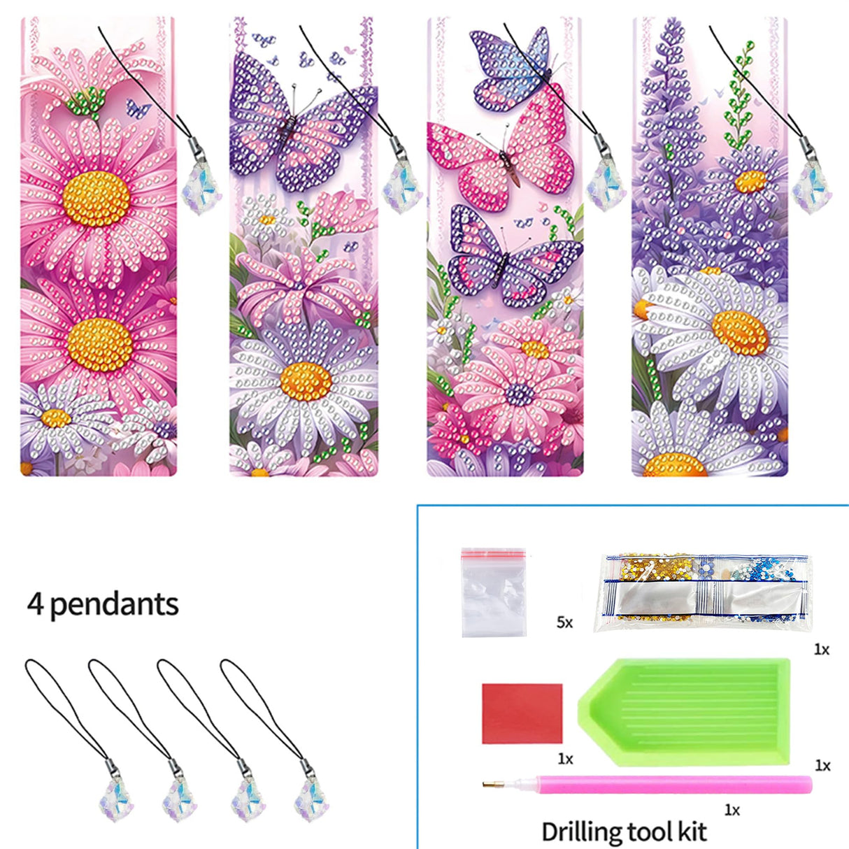 4pcs Butterfly Diamond Art Bookmarks,Diamond Painting Bookmarks Kits for Adult,DIY Gem Art Small Crafts with Rhinestone Tassel,Paint by Diamonds for Graduation Birthday Reader Gifts. (Butterfly) NDNXYXGS
