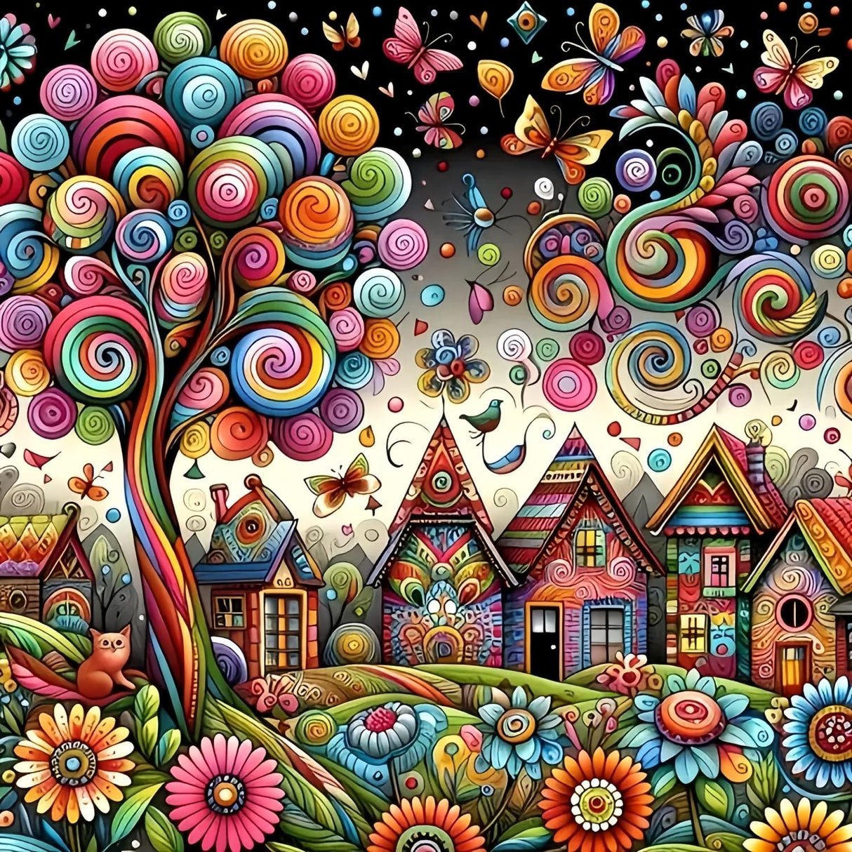 Acelii 5D Diamond Art Kits for Adults Beginners,Fantasy Fairytale Town DIY Full Round Drill Diamond Painting Kits, Paint by Diamonds Dots Gem Art Easy,Home Wall Decor 14X14 Inch Acelii