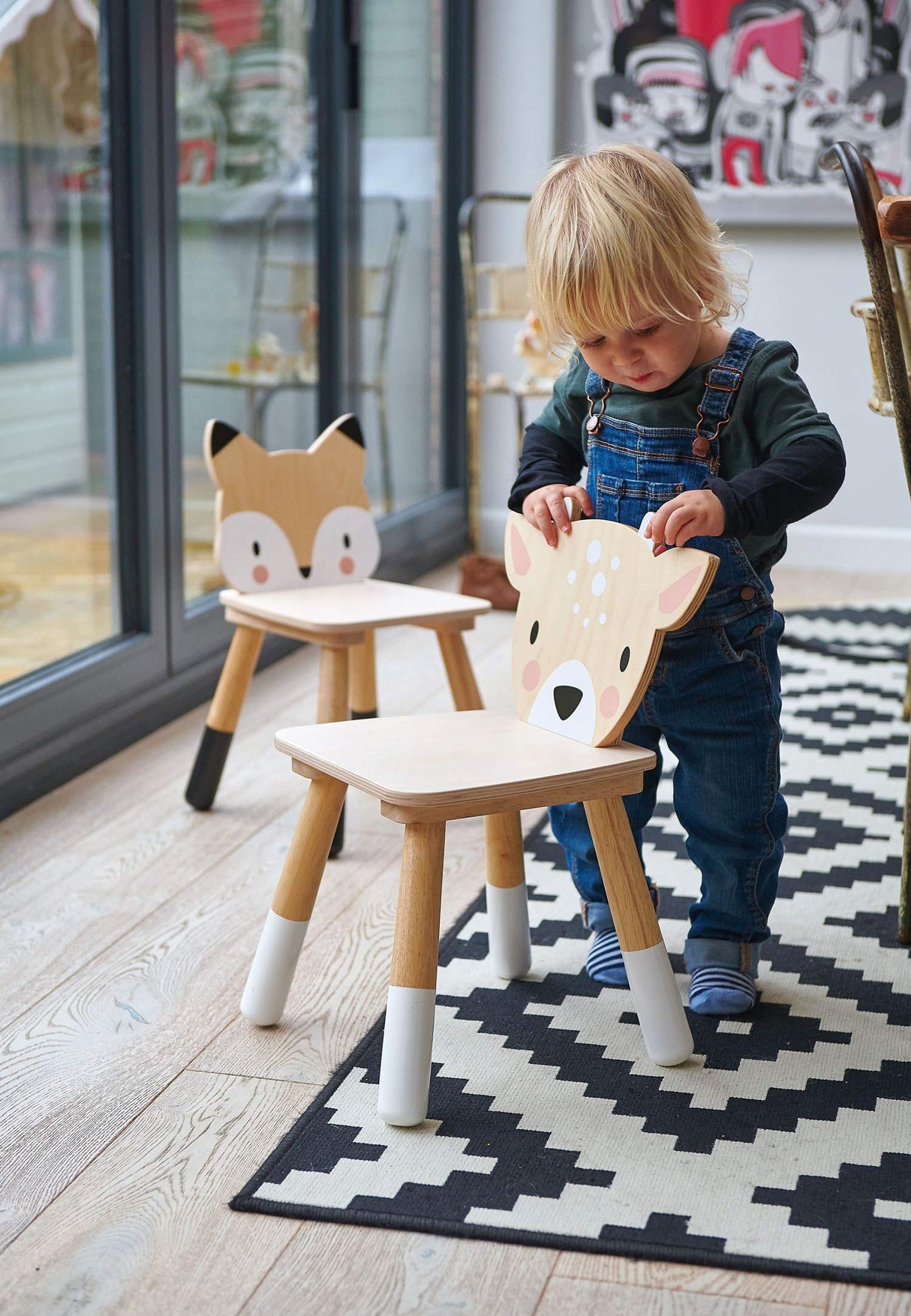 Tender Leaf Toys - Forest Table and Chairs Collections - Adorable Kids Size Art Play Game Table and Chairs - Made with Premium Materials and Craftsmanship for Children 3+ (Forest Deer Chair) Tender Leaf Toys