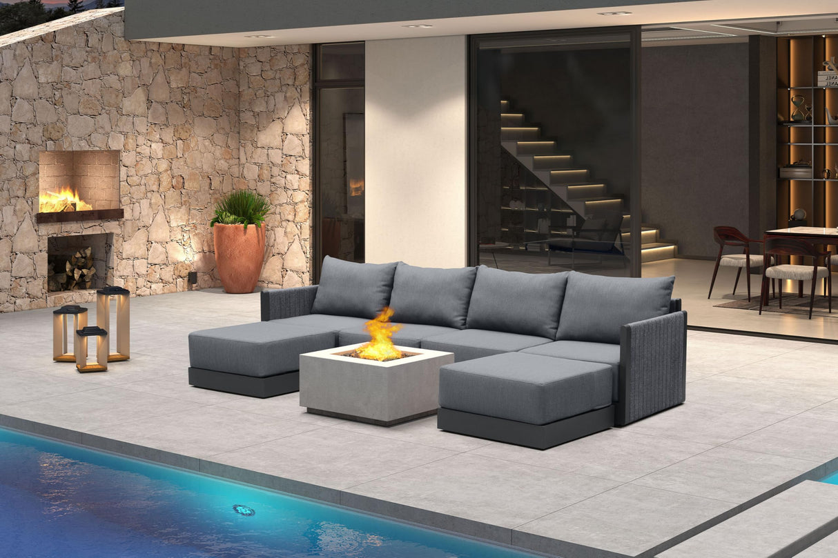 PURPLE LEAF Patio Furniture Set 6 Pieces Patio Seating Sofas with Ottoman Aluminum Furniture Outdoor Couch Sectional Set with Cushions Patio Conversation Sets Gray PURPLE LEAF