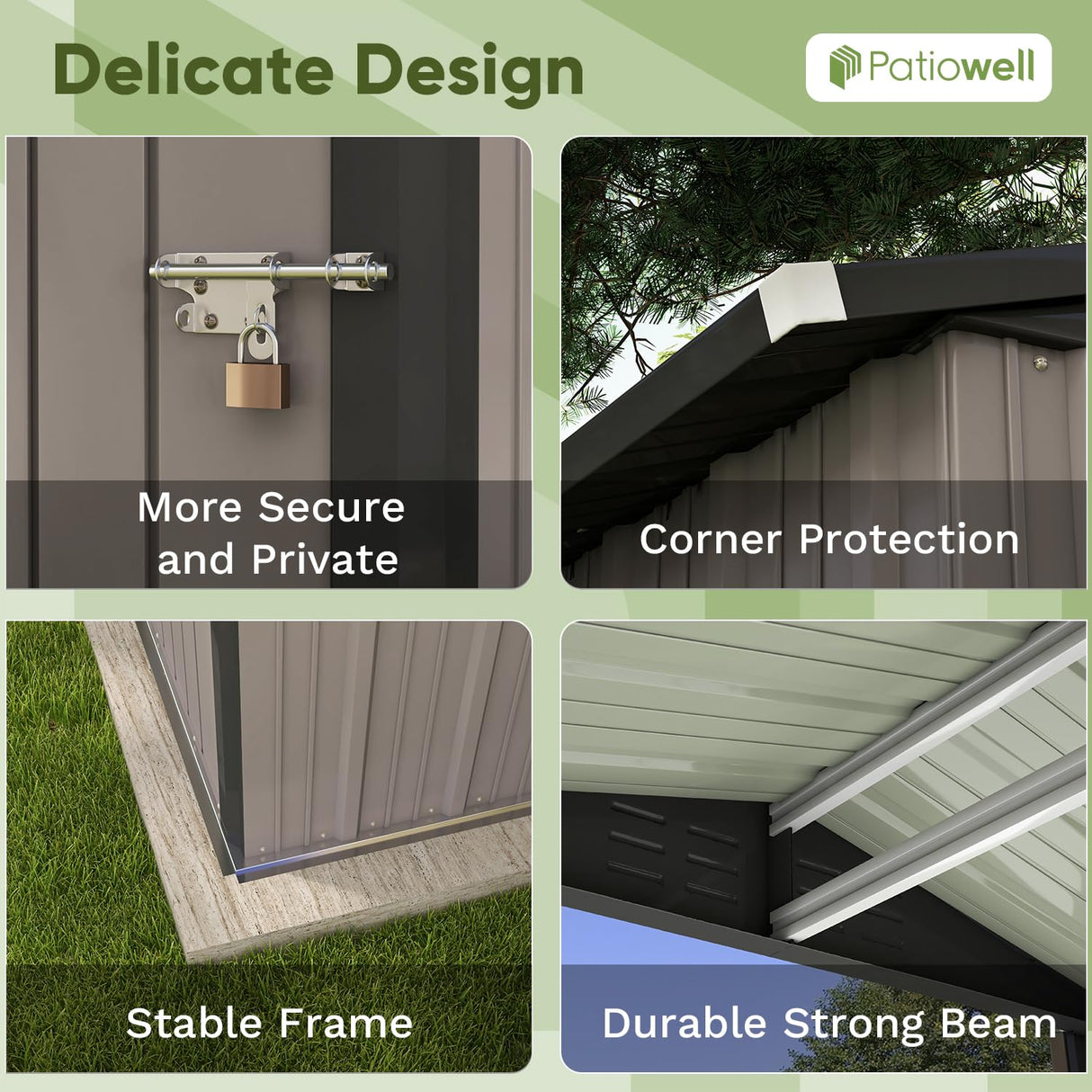 Patiowell 6x4 FT Outdoor Storage Shed, Garden Tool Storage Shed with Sloping Roof and Double Lockable Door, Outdoor Shed for Garden Backyard Patio Lawn, Brown Patiowell