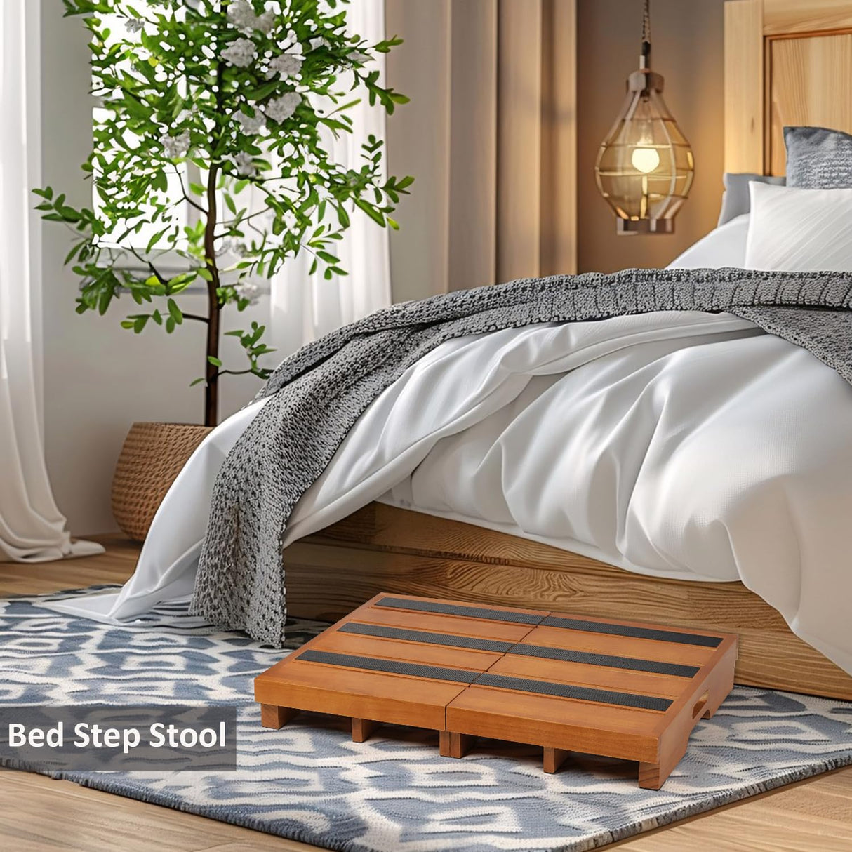 Wooden Step Stool, 3.5" One Step Stool, Non-Slip Outdoor Steps, Heavy Duty Wooden Platform Mobility Step, Half Steps for Seniors Adults with Bad Knee, No Assembly Required Tohiasen