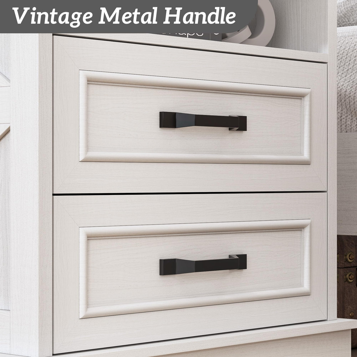 Fluest 24" Tall Farmhouse Nightstands Set of 2, Night Stands with Charging Station, Beside Tables with Drawers and Open Storage, Rustic End Tables for Bedroom, Antique White Fluest