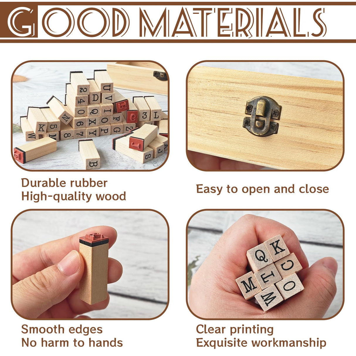 36 Pcs Wooden Rubber Number Alphabet Stamps,Rubber Vintage Letter Stamps Kit,Stamper Seal Set with Wooden Box for Crafting,Scrapbooking,Journaling,Card Making OJYUDD