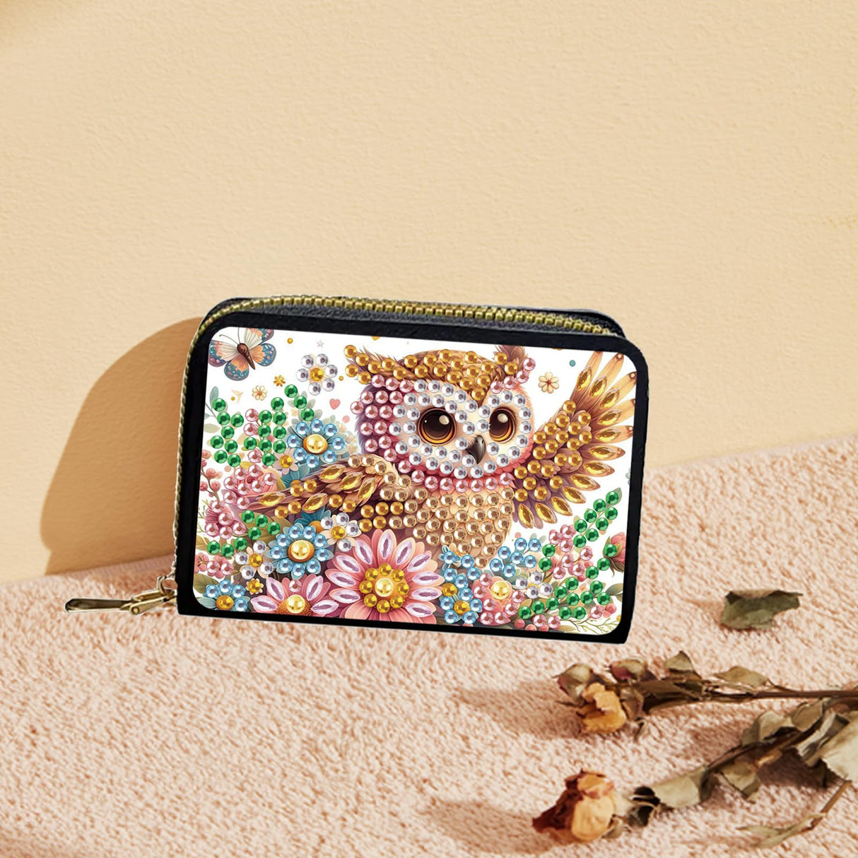JZHYOAN Diamond Art Card Holder Wallet, DIY Special Pattern Credit Card Holder Zipper Business Small Wallet Coin Purse Keychain for Adults Woman Man Woodpecker JZHYOAN