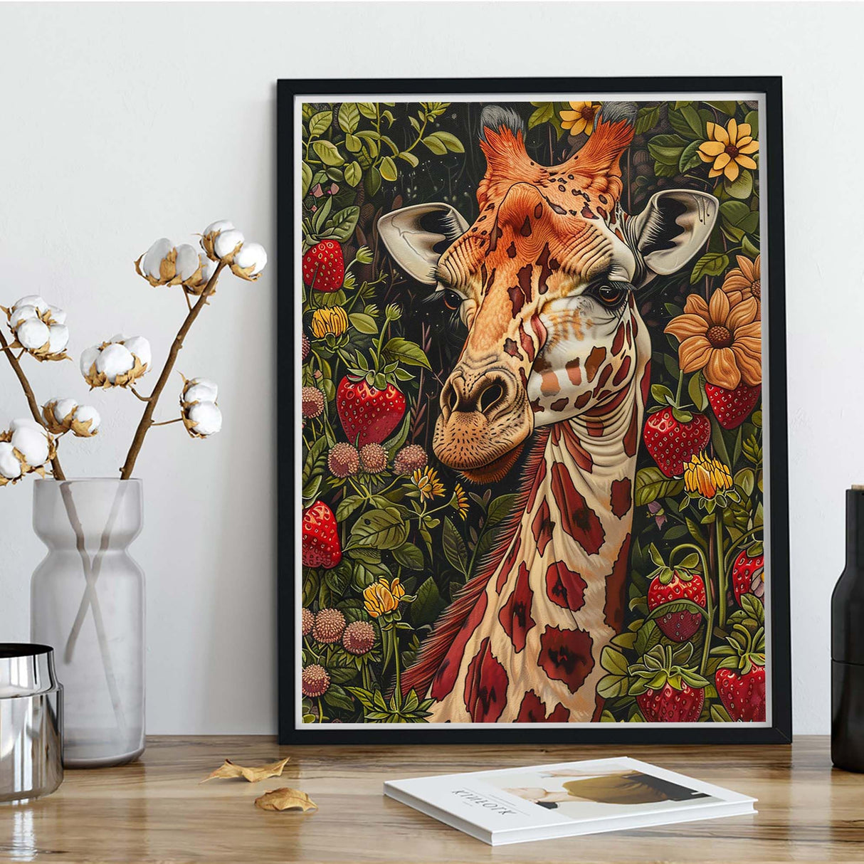 Kaliosy 5D Diamond Art Kits for Adults Strawberry Giraffe by Number Kits, Diamond Painting Art Animal DIY Full Drill Crystal Craft Cross Stitch Embroidery Decoration (12x16 inch) 30x40 cm Kaliosy
