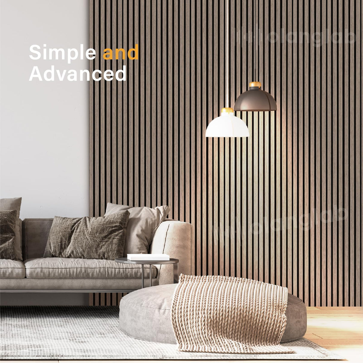 Olanglab Wood Slat Wall Panels, 2 Pack Wood Slats for Wall, 94.48"x 12.59"x 0.82" Each, 3D Wall Panels for Interior Wall Decor, (Brown Walnut) Olanglab