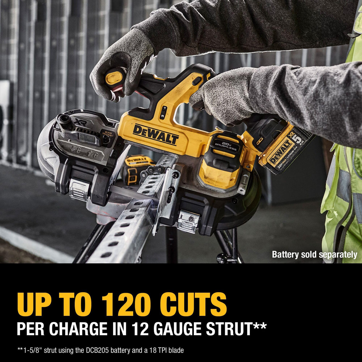 DEWALT 20V MAX XR Dual Trigger Bandsaw, Brushless Motor, Portable and Cordless, 3-3/8 Inch Cut Capacity, Bare Tool Only (DCS379B) DEWALT