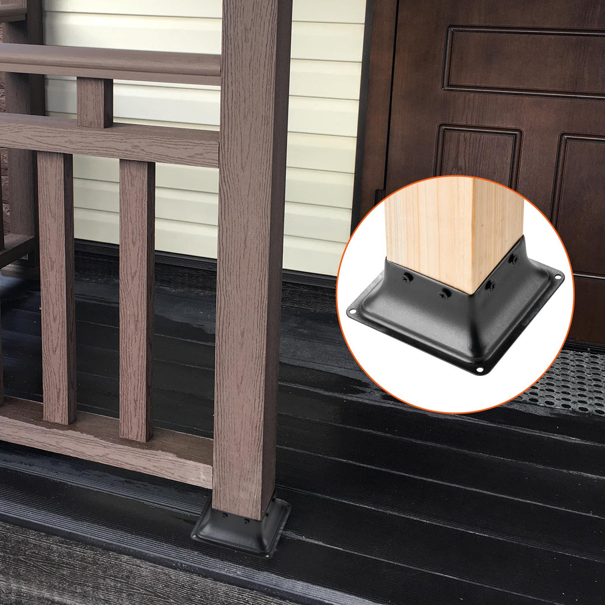 VEVOR 4x4 Post Base 4Pcs, Internal 3.6"x3.6" Heavy Duty Powder-Coated Steel Post Bracket Fit for Standard Wood Post Anchor, Decking Post Base for Deck Porch Handrail Railing Support VEVOR