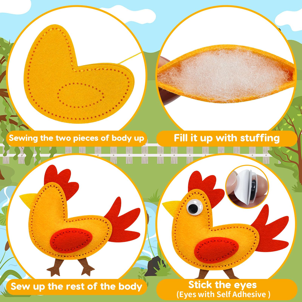 OKOOKO Animal Sewing Craft Kit, Sewing Craft Kit for Kids, DIY Crafting and Sewing Set, Art Craft Kits, Fun and Educational Craft Set, Sew Your Own Felt Animals OKOOKO