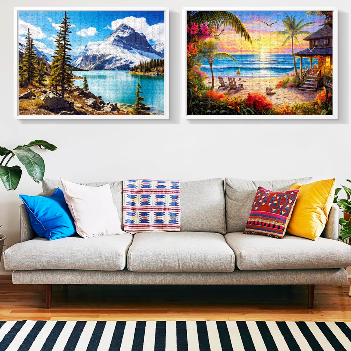 2 Pack Puzzles for Adults 1000 Pieces-Hawaii Beach & Moraine Lake Difficult Jigsaw Puzzles for Adults,Hard Jigsaw Puzzle Decorations DIY Leisure Game Toy Suitable Family Friends(27.5x20 inches) mjyphdm