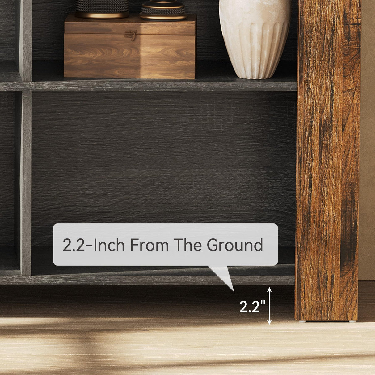 LITTLE TREE Console Table with Storage, 63-Inch Narrow Long Sofa Table, Entryway Table with 6 Cubes, Farmhouse Storage Shelves for Entryway, Living Room LITTLE TREE