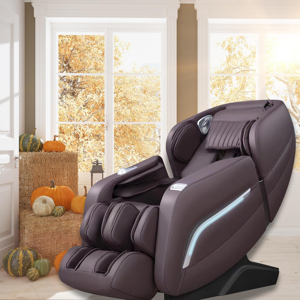 iRest A306 Massage Chair, Full Body Zero Gravity Recliner with AI Voice Control, SL Track, Bluetooth, Yoga Stretching, Foot Rollers, Airbags, Arm Rest, Cushion Availability, Heating (Brown) iRest
