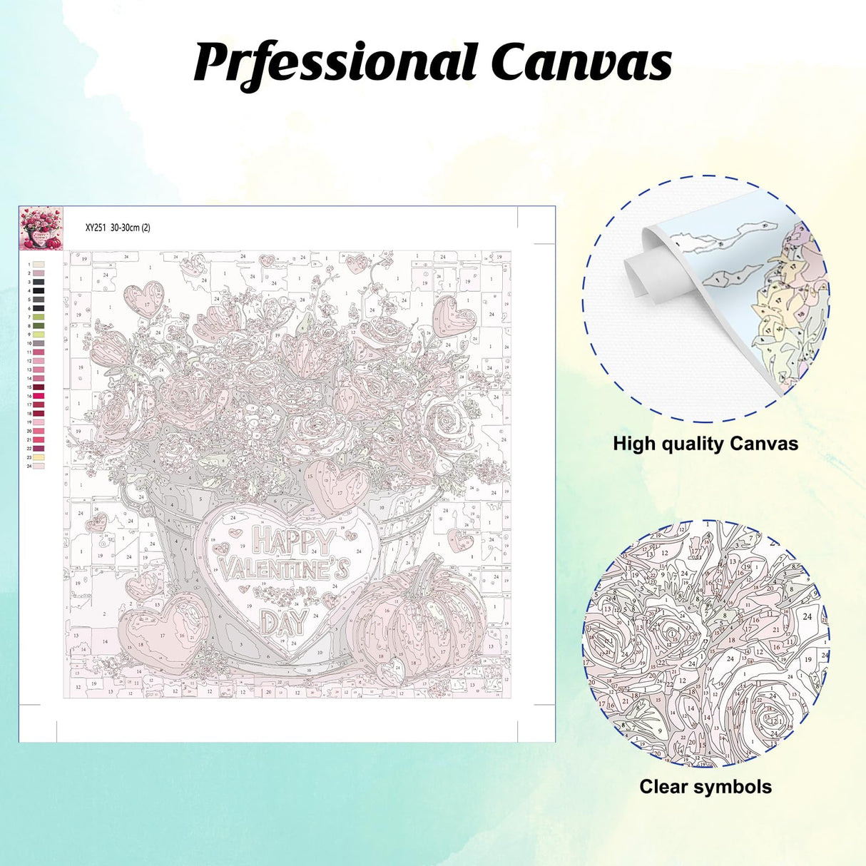 EOBROMD Flower Paint by Numbers for Adults, DIY Valentine's Day Paint by Number Kits for Beginner on Canvas, Paint by Numbers Adult Kit Drawing Arts and Crafts for Gift Home Wall Decor 12x12inch EOBROMD