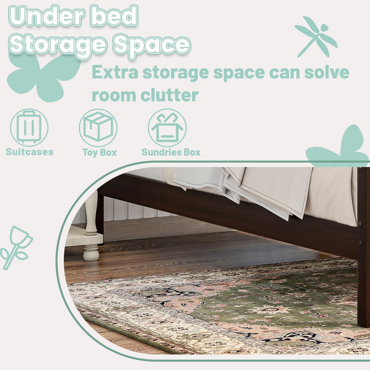 Duxelifin Twin Bed Frames Wood, Wood Twin Bed Frame with Headboard and Footboard, Platform Bed for Bedroom, Guset Room, No Box Spring Needed, Espresso Duxelifin