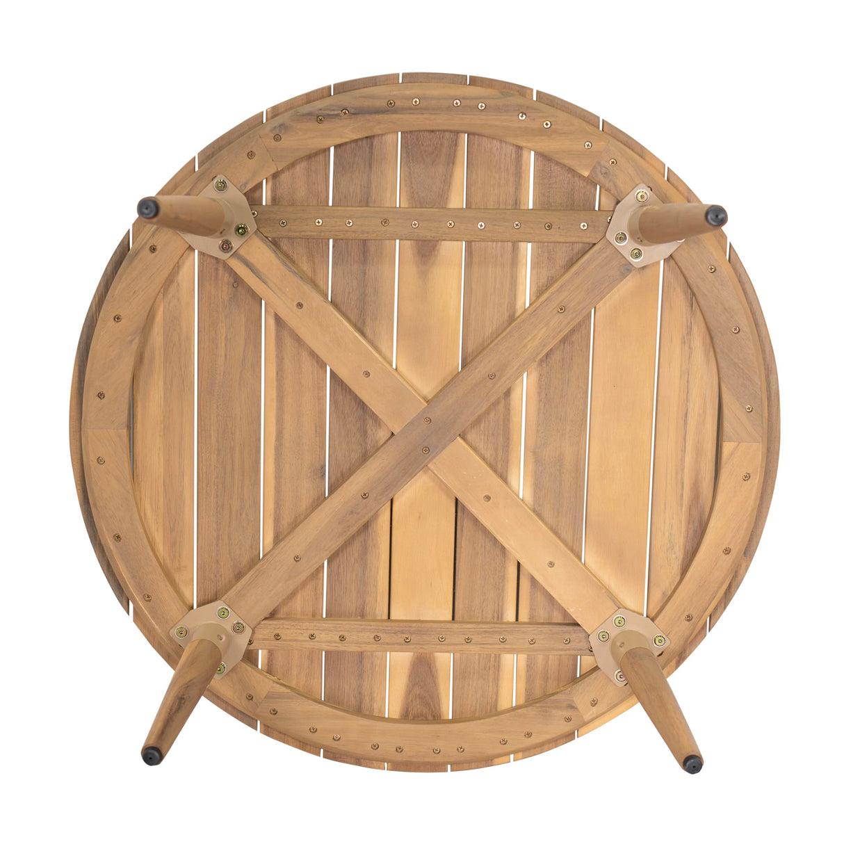 Christopher Knight Home Lalina Outdoor Coffee Table, Acacia Wood Accent Table with Slatted Panel Design, Round Patio Table for Garden Porch Balcony, Low Maintenance Outdoor Furniture, Natural Christopher Knight Home