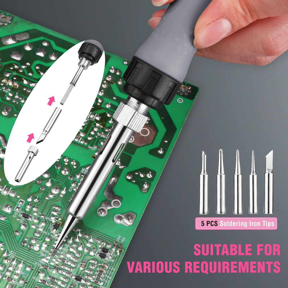 WORKPRO Soldering Iron Kit, 90W Soldering Gun with Digital Display, Iron Tips, 11-in-1 Adjustable Temperature Welding Kit for Electronic Repair, DIY Enthusiasts(110V US Plug,Pink) WORKPRO