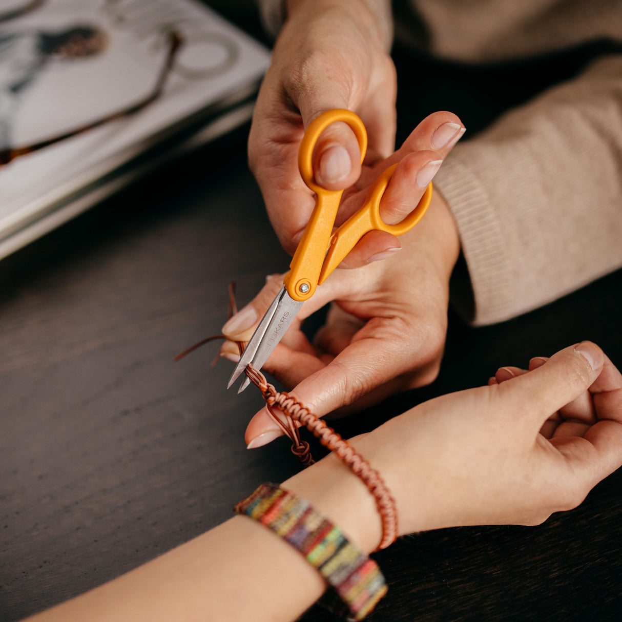 Fiskars Original Orange Handled Scissors 2-Piece Set, 5" Micro Tip and 8" Stainless Steel Scissors, Paper and Fabric Supplies for Office and Arts and Crafts Set, Orange Fiskars