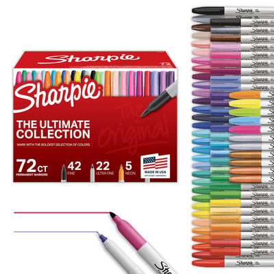Sharpie Permanent Markers Ultimate Collection Ultra Fine And Fine Tip Markers Great For Teacher And Classroom Supplies Art Supplies Bulk Marker Set Assorted Colors 72 Count
