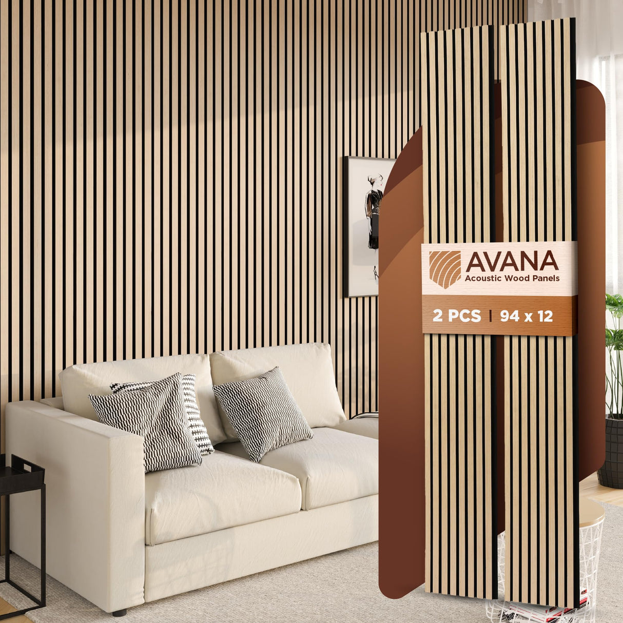 Avana Acoustic Wood Wall Panels – White Oak Acoustic Panels Set of 2 – Wall Panels For Interior Wall Decor for Homes, Offices, Studios – Aesthetically Pleasing Design Wood Panels For Wall Avana