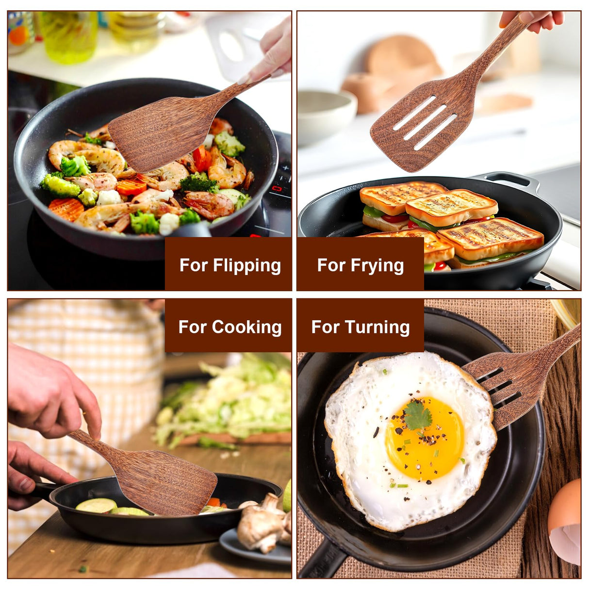 Yuanchu 2Pcs Wooden Spatula For Cooking, 12 Inch Wood Spatula Cooking Spatula Kitchen Utensils Set For Nonstick Cookware Kitchen Spatula For Fish Eggs Pancakes Yuanchu