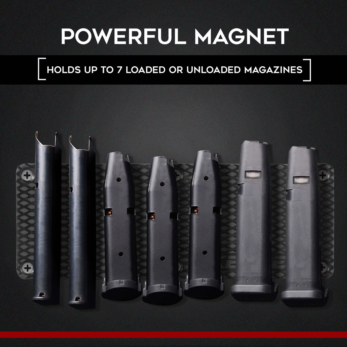 Keeper MG Magnetic Ammunition Holder for Gun Magazines and Clips, Organize Mount in Your Gun Safe, Locker Cabinet, Vault, Ultimate Ammo Storage Accessories for Handgun, Oistol and Rifle Mags, Black KEEPER MG