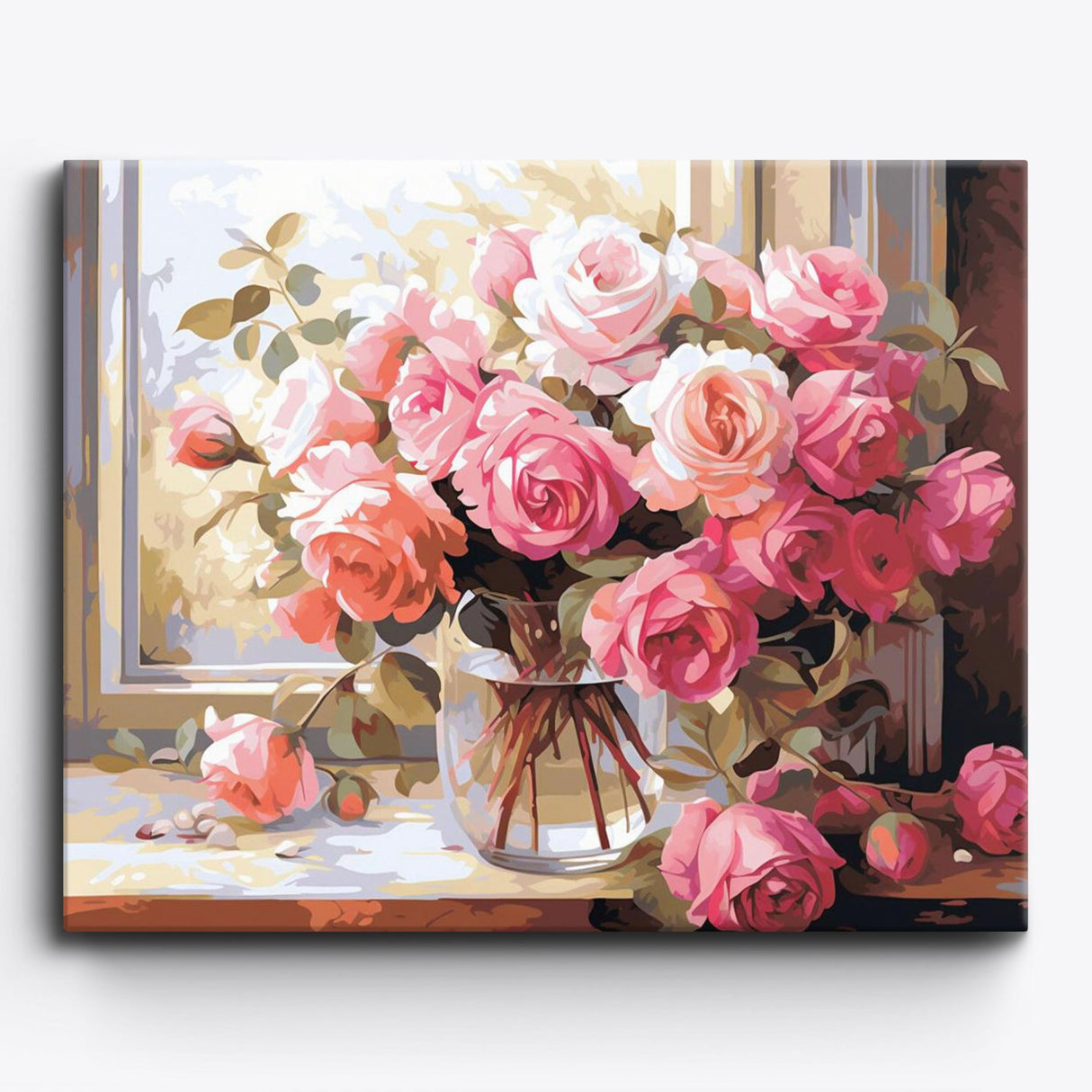 Craftoria Paint by Numbers for Adults 40"x50"cm Framed Floral Numbered Roses Love 24 Colors Craftoria