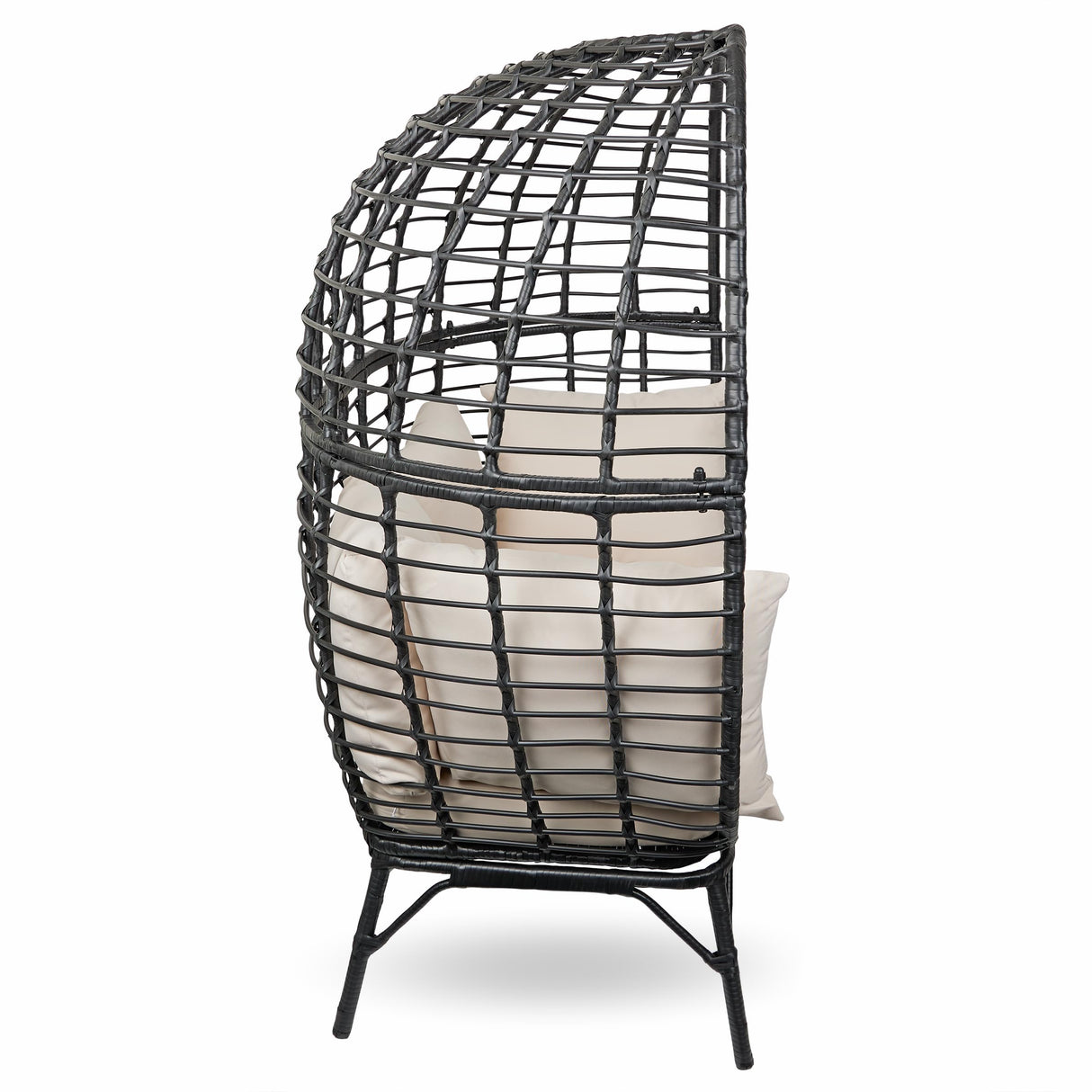 Alpine Corporation MHQ130 Indoor/Outdoor Double Seat Egg Chair w/Cushions, Versatile Patio & Sun Room Seating, 57" H, Black Alpine Corporation