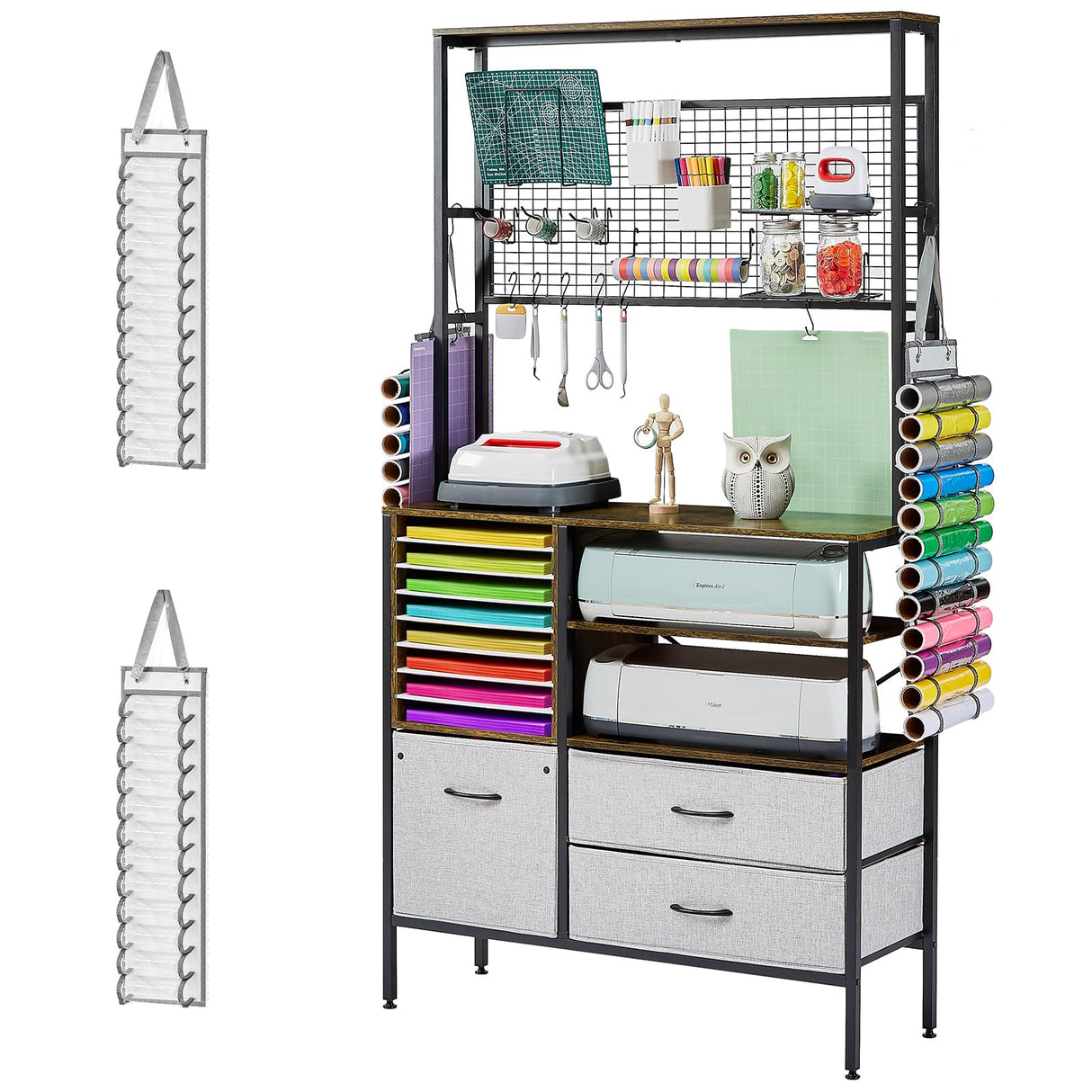 LOPASA Craft Storage Cabinet Compatible with Cricut, Craft Organizers Desk with Storage for Adults, Craft Table for Vinyl Organization, Craft Room Furniture LOPASA