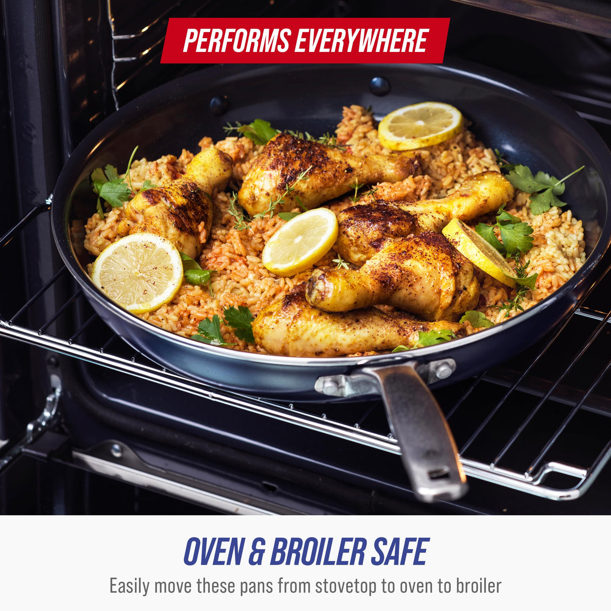 Blue Diamond Cookware 9.5" & 11" Frying Pan Skillet Set, Diamond Infused Ceramic Healthy Nonstick, PFAS & PFOA-Free, Dishwasher Safe, Oven Safe, Even Heating, Metal Utensil Safe, Warp Control, Blue Blue Diamond