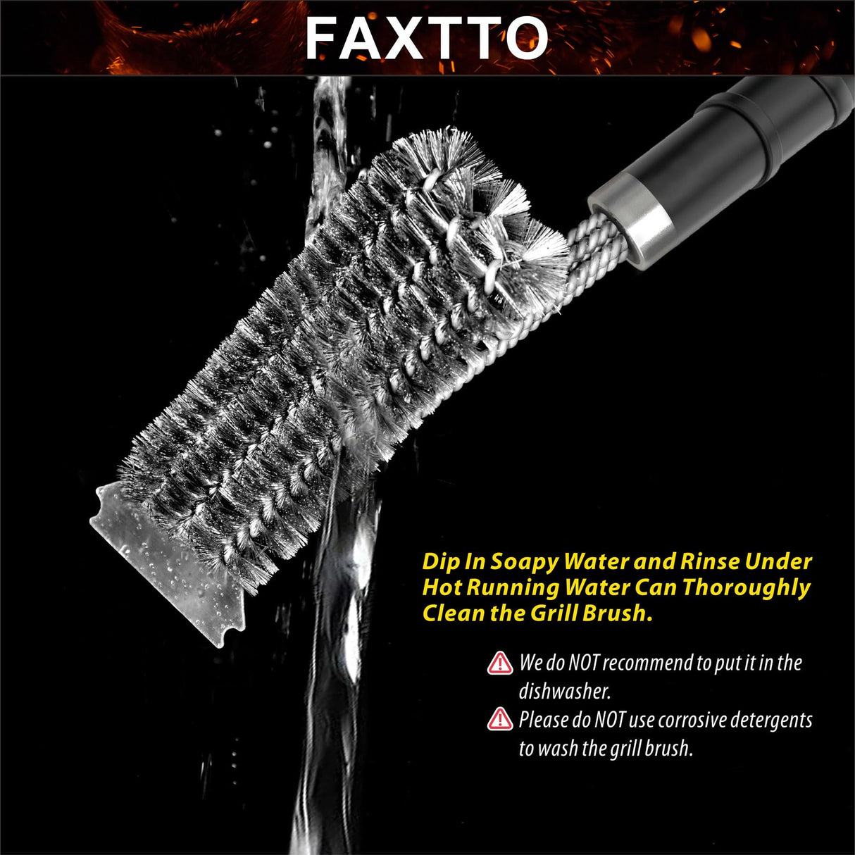 Grill Brush with Extra Strong Long Handle BBQ Cleaner Accessories - Safe Wire BBQ Brush, Triple Barbecue Scrubber Cleaning Brush for Gas/Charcoal Grilling Grates Weetiee Life