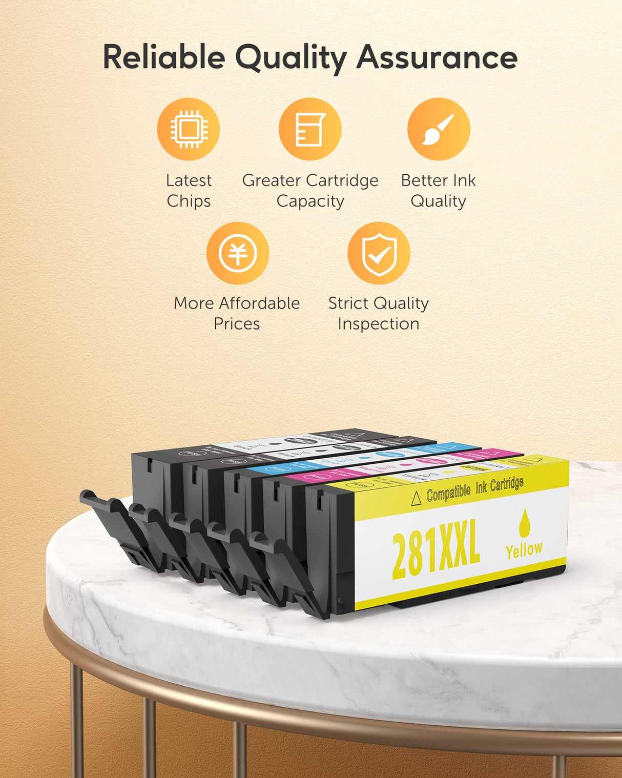 PGI-280 XXL/CLI-281 XXL Ink Cartridge 5 Color Value Pack Replacement for Canon 280 281 Ink Cartridges Compatible with Printer TR8520 TR8620 TR7520 TR8600 TS6120 TS6220 TS9120 MIOLAINZ