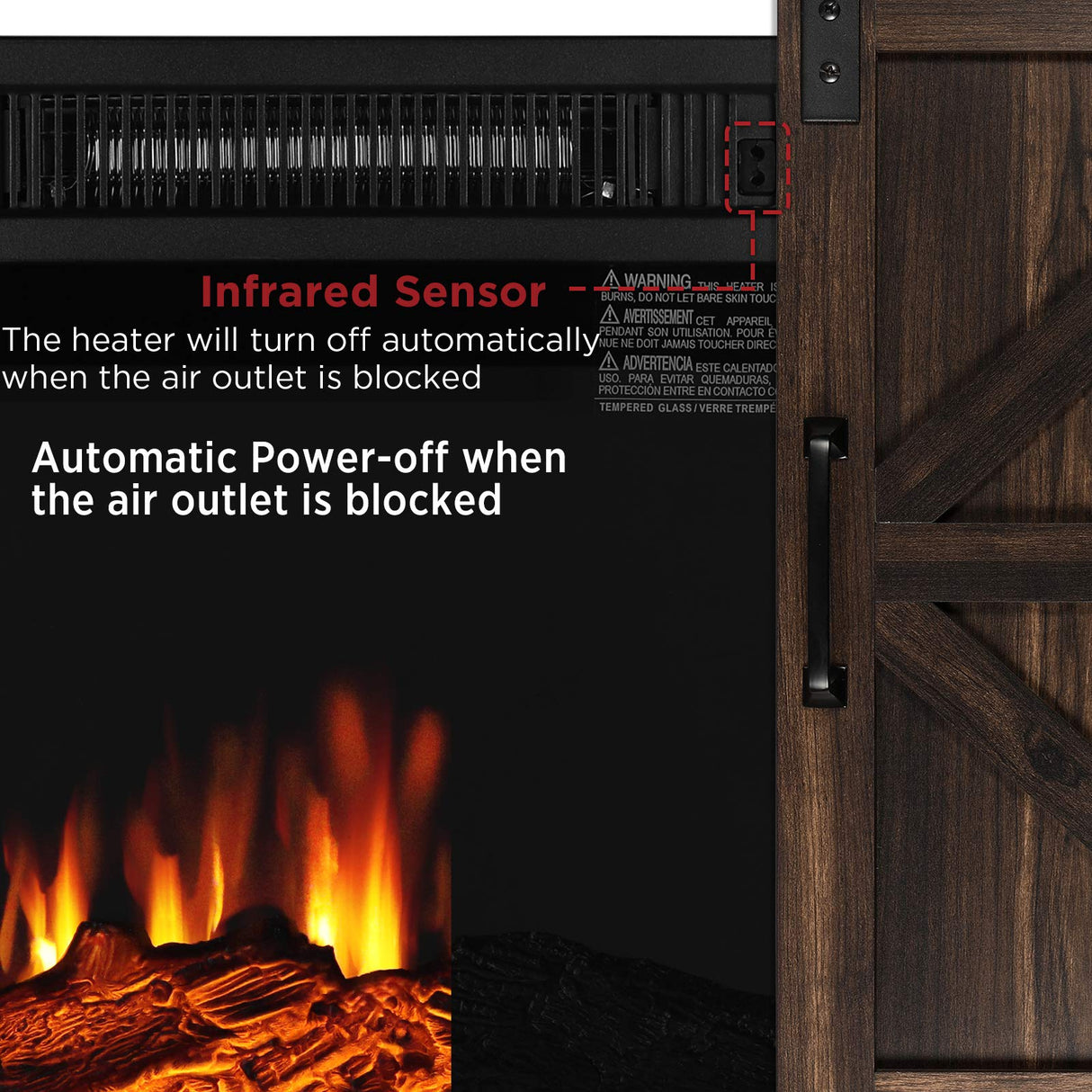 TURBRO Fireside FS23 Realistic Flames Electric Fireplace, Remote Control, 3 Adjustable Brightness Flames TURBRO