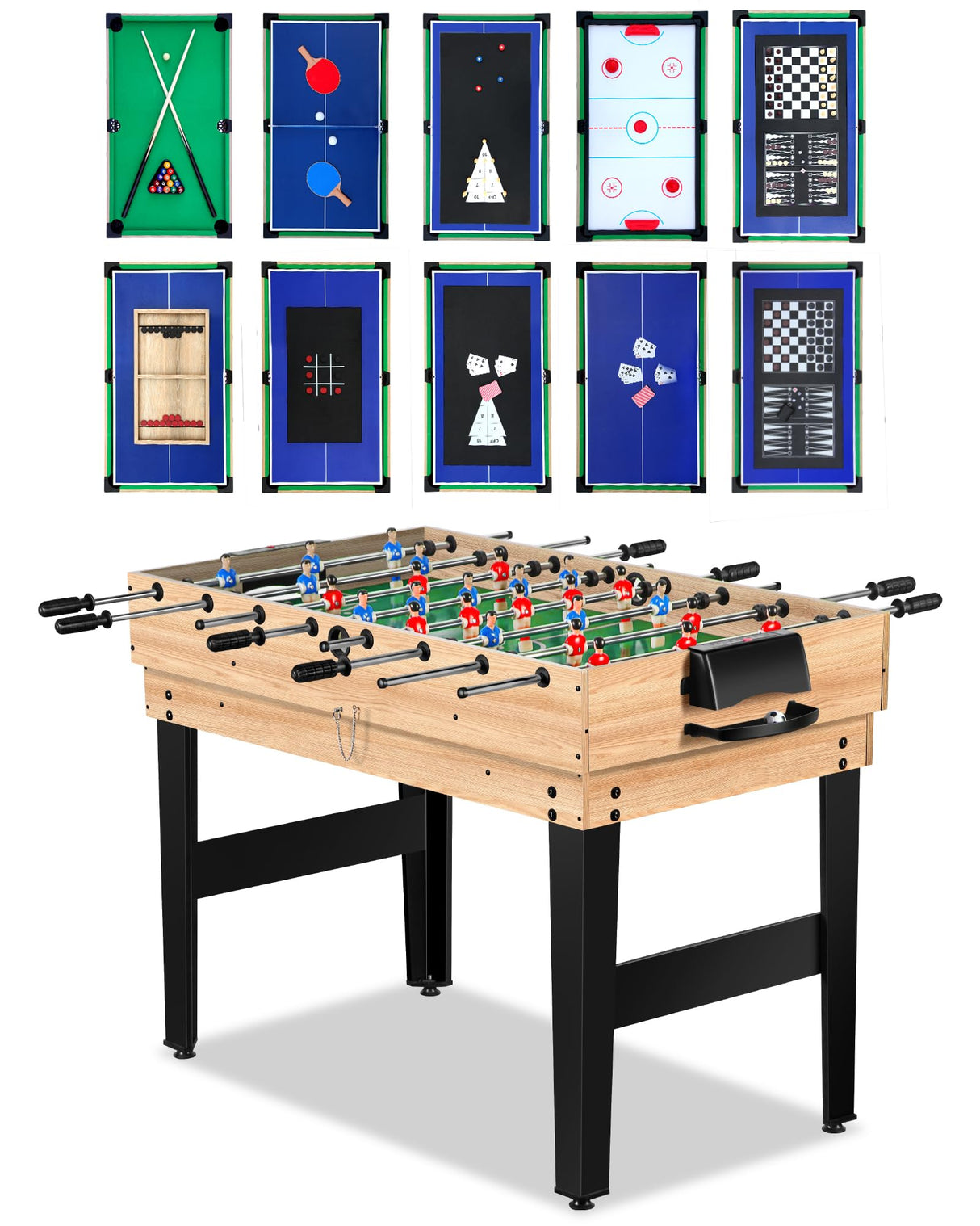 12-in-1 Game Table - 48" Combo Game Table, Ping Pong Table, Foosball Table, Air Hockey Table, Pool Table - Sports Arcade Games with Accessories - Ideal for Game Rooms and Family Game Nights! Rioloiuy