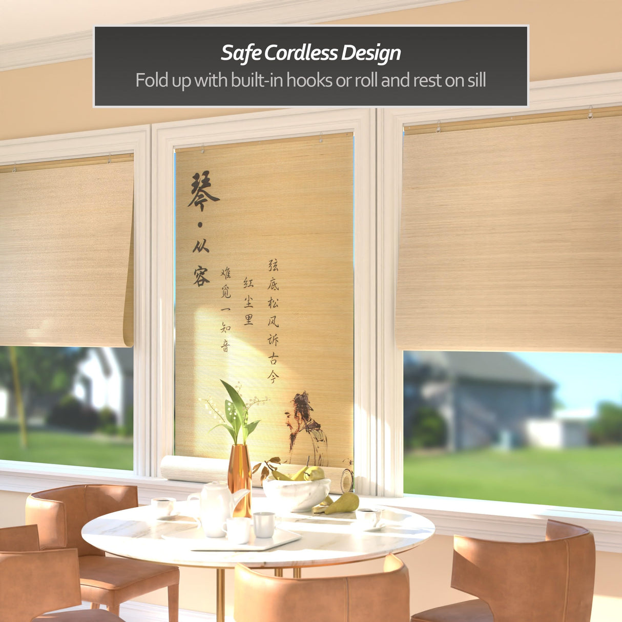 Red Lantern Bamboo Window Shade Blind - Philosopher 36" Wide Red Lantern