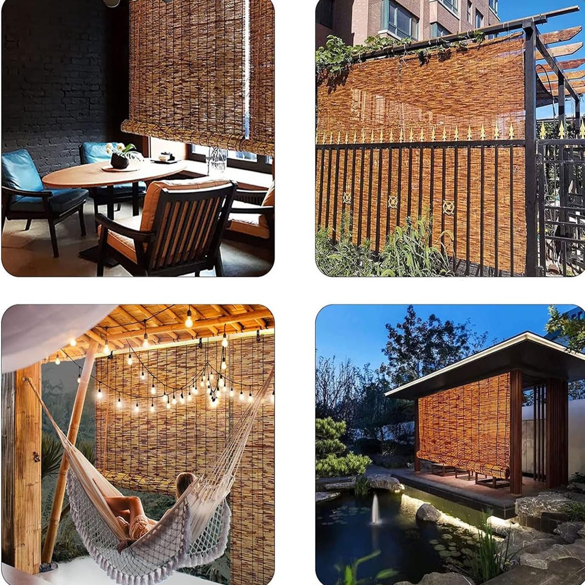 Roll Up Bamboo Shade for Windows, Blackout Bamboo Roller Blind with Lift, Cordless Roman Window Curtains for Hotel Privacy Protection, 24" 28" 30" 32" 36" 40" 42" 46" 48" 51" 53" 54" 60" 72" Wide (Co ZXBMYLV