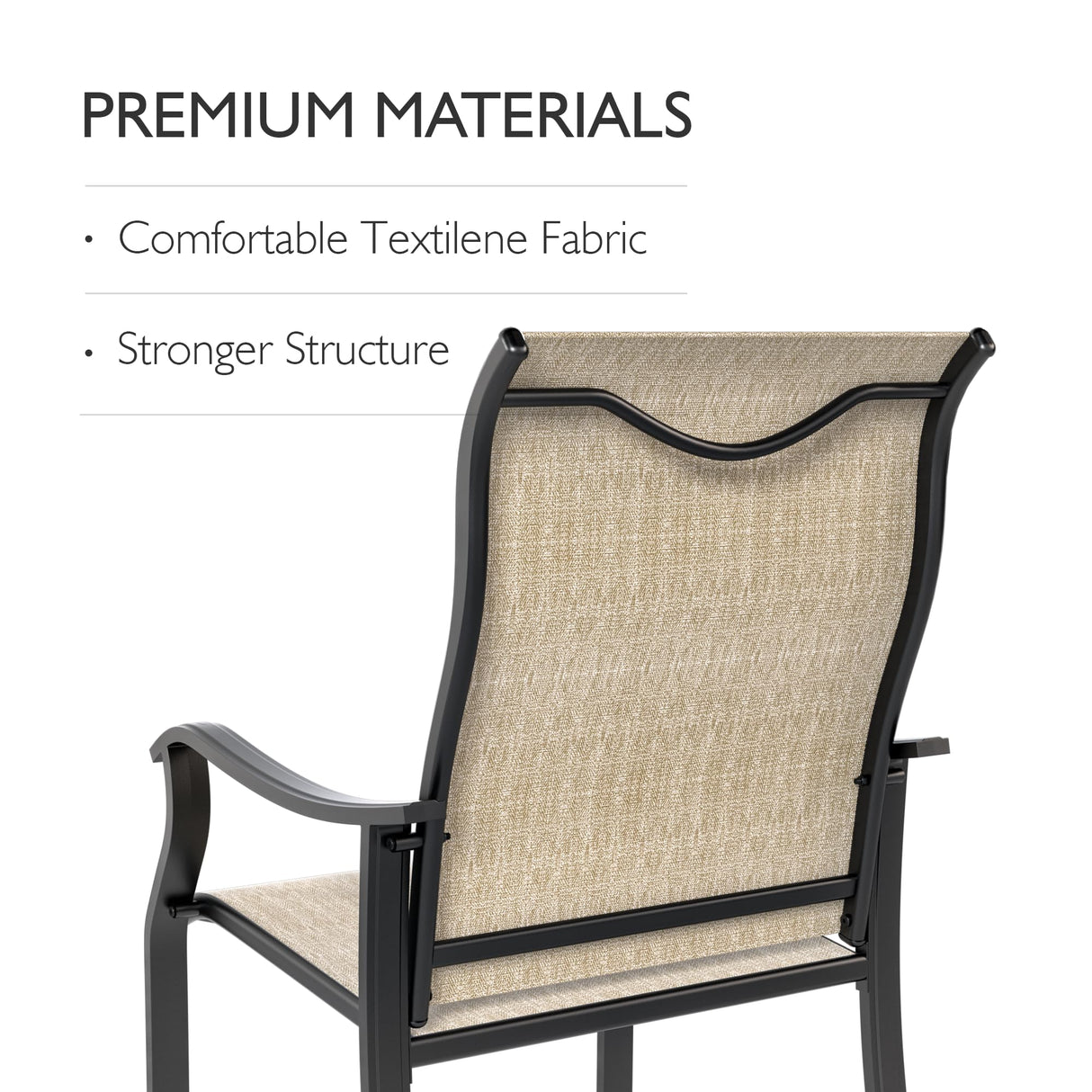 UDPATIO Patio Dining Chairs Set of 6, Outdoor Textilene Dining Chairs with High Back, Patio Furniture Chairs with Armrest, Metal Frame for Lawn Garden Backyard Deck, Brown UDPATIO