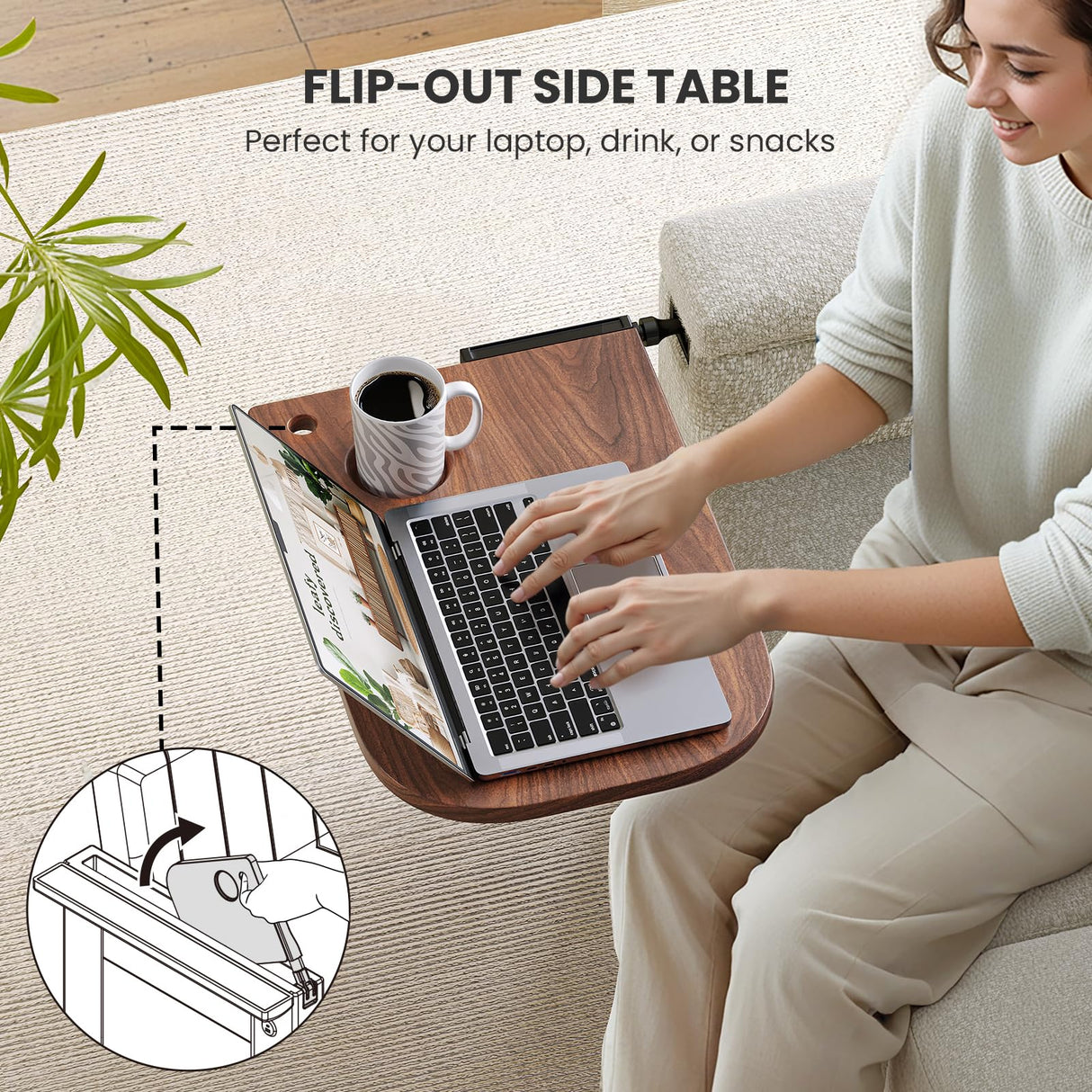 Amada 3 in 1 Sleeper Sofa Bed,Pull Out Couch with Side Table, Convertible Loveseat with Adjustable Backrest,Chaise Lounge with USB Ports & Side Pockets for Living Room, 69'' Pull Out Sofa Bed(Beige) AMADA HOMEFURNISHING