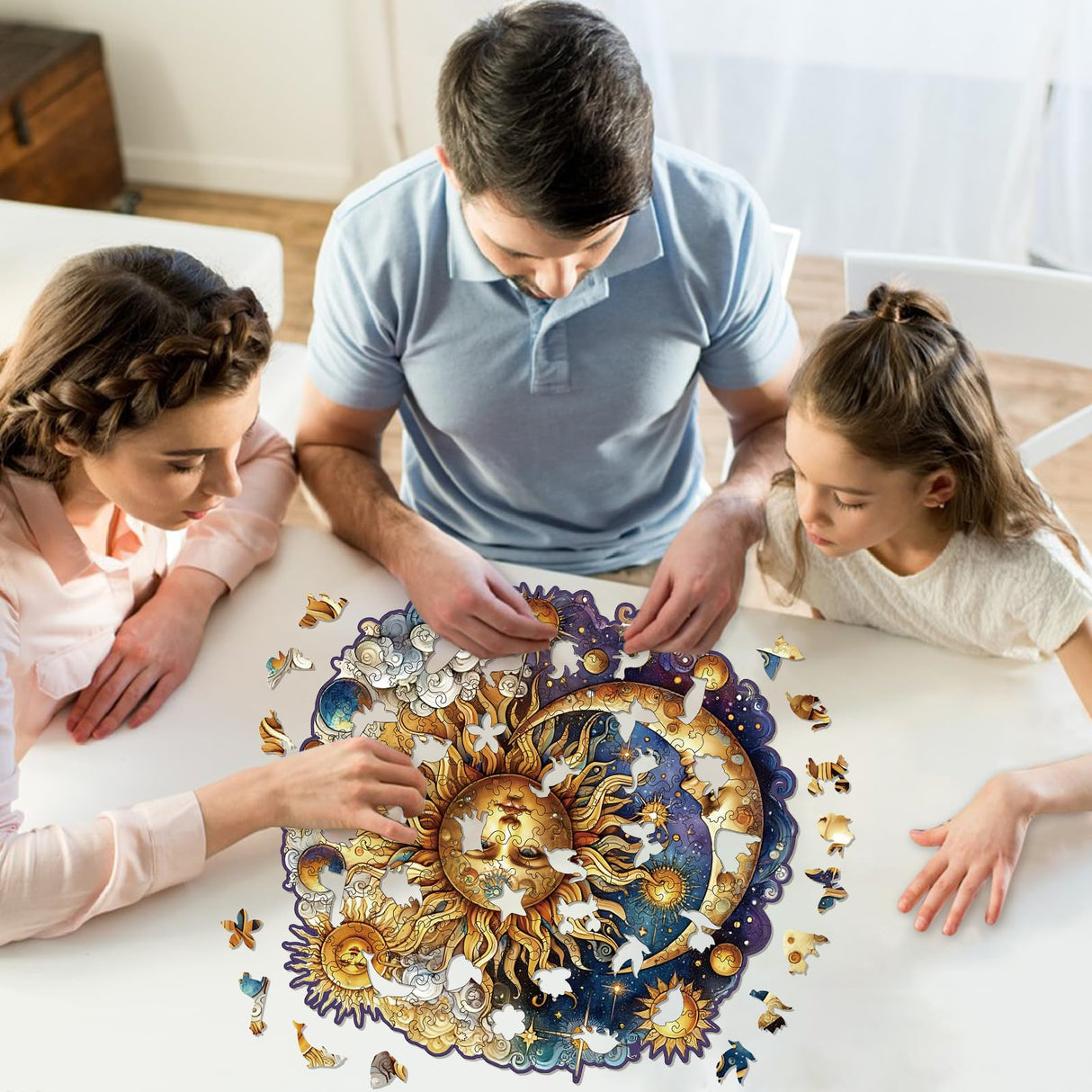 Wooden Puzzles for Adults, Sun and Moon Wood Puzzles 200 Pieces, Irregular Animal Shaped Unique Wooden Jigsaw Puzzles, Creative Ghristmas Gift for Teenagers and Adults WHJSG