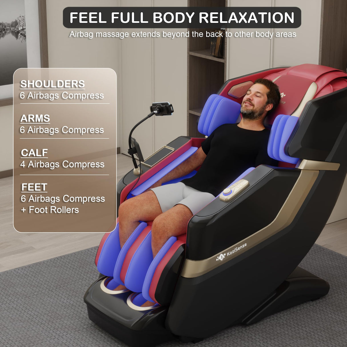 KoziSense KZ-313 2026 Heated Jade Roller Massage Chair Full Body, Deep Zero Gravity SL-Track with Heat, 12 Auto Modes, 6 Custom Programs, Backlit Touch Screen, Voice Control, Wireless Charger KoziSense