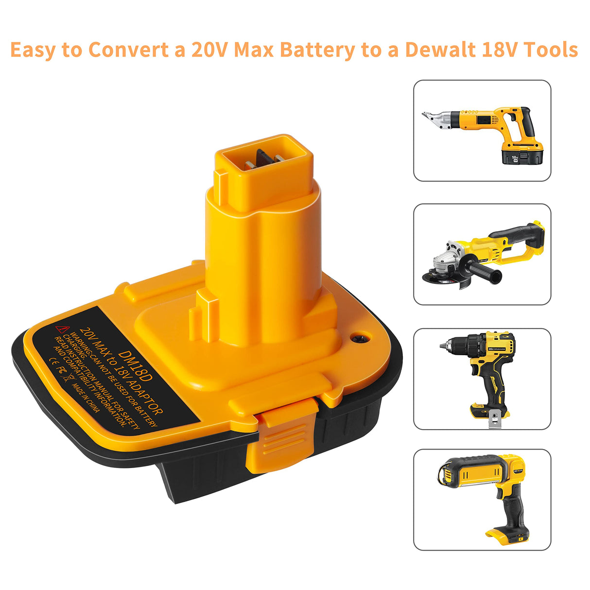 awokee Battery Adapter DM18D with USB,Compatible with Dewalt 18V Tools.Convert for DeWalt 20V & for Milwaukee M18 Lithium Battery to NiCad & NiMh Battery Tools awokee