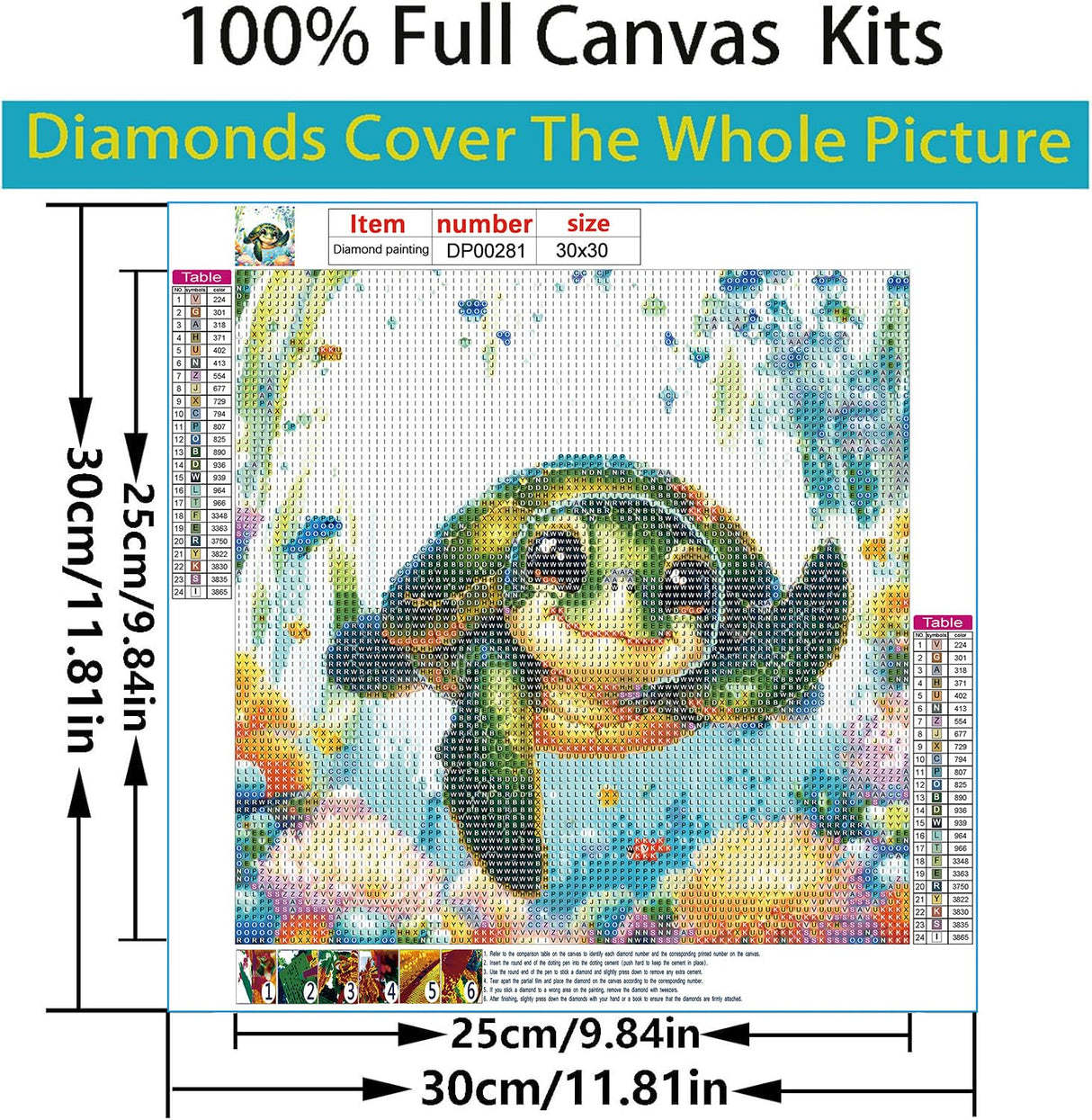 ARPADAMO Diamond Art Kits for Adults,5D Sea Turtles Diamond Painting DIY Flower Diamond Art Diamond Painting Kits for Adult,Round Full Drill Diamonds, Diamond Art Kits for Home Decor-12x12inch ARPADAMO