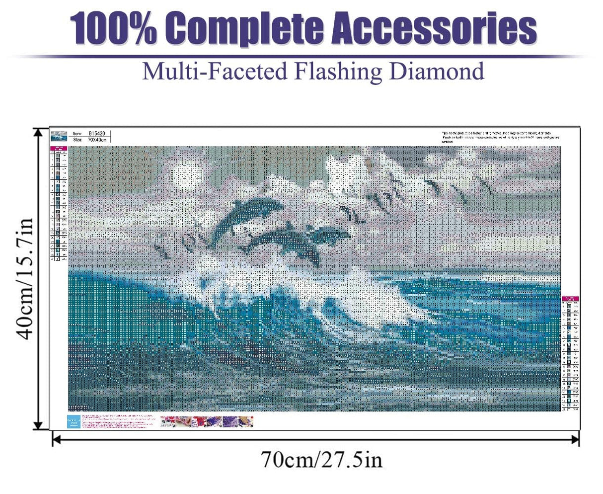 BOHADIY Diamond Painting Kits,Large 5D DIY Fish Ocean Beach Diamond Painting Kits for Adults,DIY Full Drill Crystal Rhinestone Arts and Gem Art Painting with Diamond Home Wall Decor 28X16inch BOHADIY