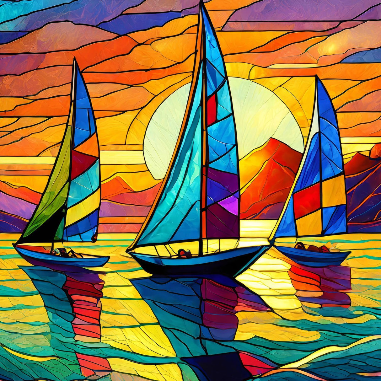 Springbok's Sunset Sailing 500 Piece Jigsaw Puzzle for Adults-Unique Cut Pieces- Made in USA Springbok