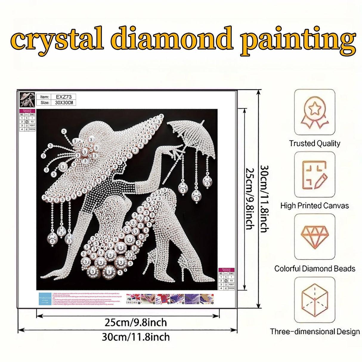 5D Diamond Painting Kits for Adults, Elegant Women Diamond Art Kits for Adults Beginner, DIY Special Shaped Rhinestones Crystal Art Diamonds Dot Gem Painting for Home Wall Decor 11.8x11.8inch BYGFHLYW