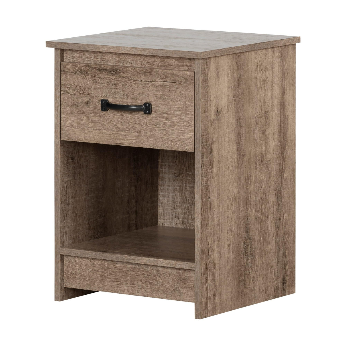 South Shore Tassio 1-Drawer Nightstand-Weathered Oak South Shore